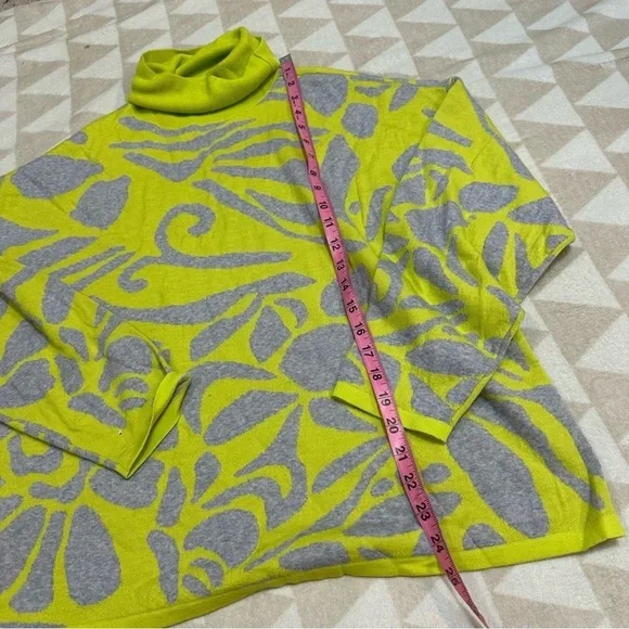 Tanya Taylor mock neck sweater oversized knit wool neon cut work floral - Picture 3 of 4